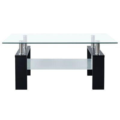 vidaXL Coffee Table Black and Transparent 95x55x40 cm Tempered Glass