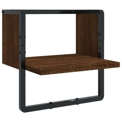 vidaXL 6 Piece Wall Shelf Set with Bars Brown Oak Engineered Wood