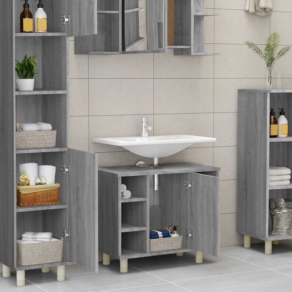 vidaXL Bathroom Cabinet Grey Sonoma 60x32x53.5 cm Engineered Wood