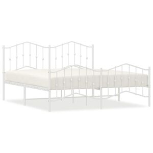 vidaXL Metal Bed Frame without Mattress with Footboard&nbsp;White 183x213cm