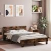 vidaXL Bed Frame with LED without Mattress Smoked Oak 120x200 cm