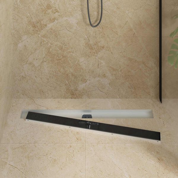 vidaXL Shower Drain Glass Cover with 360&deg; Siphon Black 90 cm