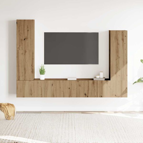 vidaXL 4 Piece TV Cabinet Set Wall-mounted Artisan Oak Engineered Wood
