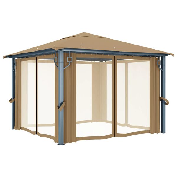 vidaXL Gazebo with Curtain 300x300 cm Taupe Aluminium