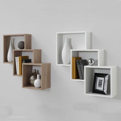 FMD Wall-mounted Shelf with 3 Compartments White