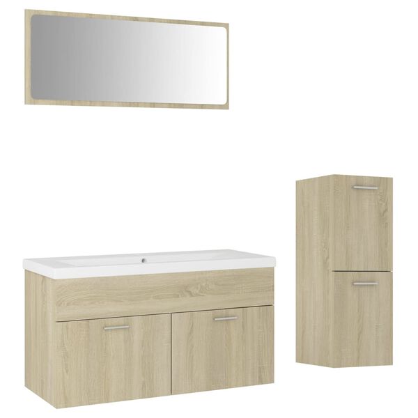 vidaXL Bathroom Furniture Set Sonoma Oak Engineered Wood