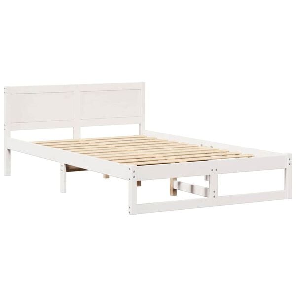vidaXL Bed Frame with Headboard White 140 x 190 cm Solid Pine Wood
