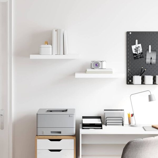 vidaXL Floating Wall Shelves 2 pcs High Gloss White 50x23x3.8 cm MDF