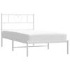 vidaXL Metal Bed Frame without Mattress with Headboard White 100x200cm