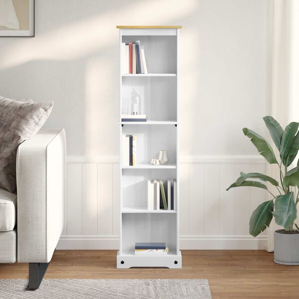 vidaXL Bookcase White 46 x 20 x 170 cm Solid Pine Wood