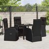 vidaXL Garden Dining Set with Cushion 5 pcs Black Poly Rattan