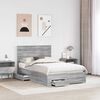 vidaXL Bed Frame with Drawer Grey Sonoma 135 x 190 cm Engineered Wood