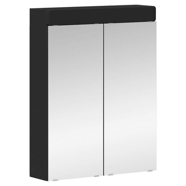 vidaXL Bathroom Mirror Cabinet with Door TULUM Black 60 x 16.5 x 78 cm