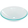 vidaXL Bathroom Sink with Tap and Push Drain Clear Tempered Glass
