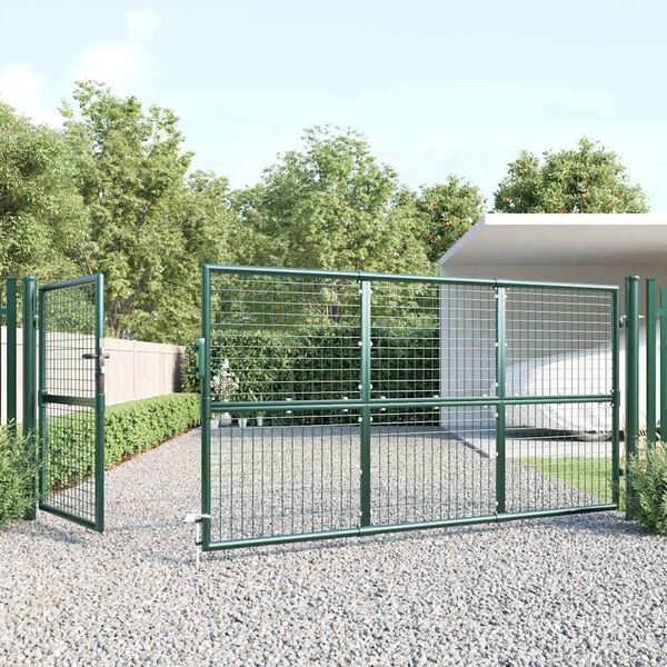 vidaXL Mesh Garden Gate Green 350x125 cm Galvanised Steel