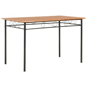 vidaXL Dining Table | Brown and black | MDF top and steel frame | Sturdy