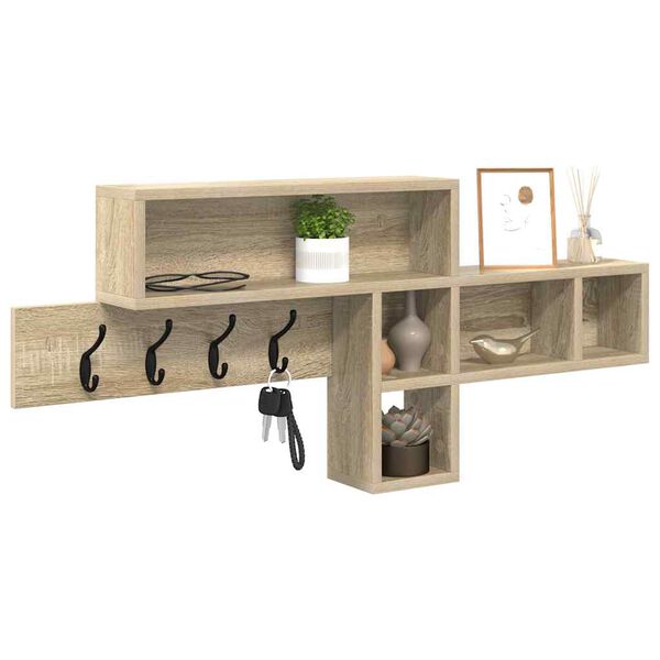 vidaXL Wall-Mounted Coat Rack with Shelf Sonoma Oak 100 x 12 x 43.5 cm