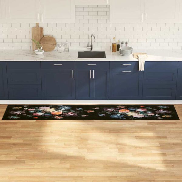 vidaXL Kitchen Rug Black 300 x 60 cm Velvet