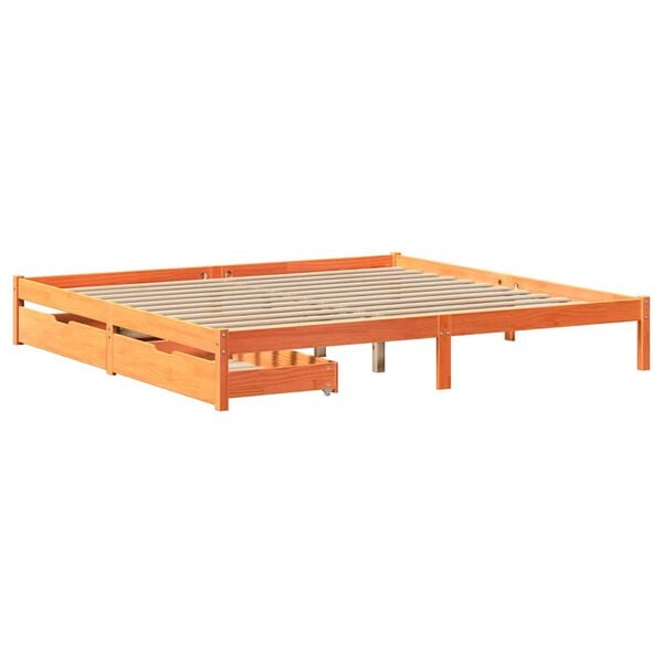vidaXL Bed Frame without Mattress Wax Brown 200x200 cm Solid Wood Pine