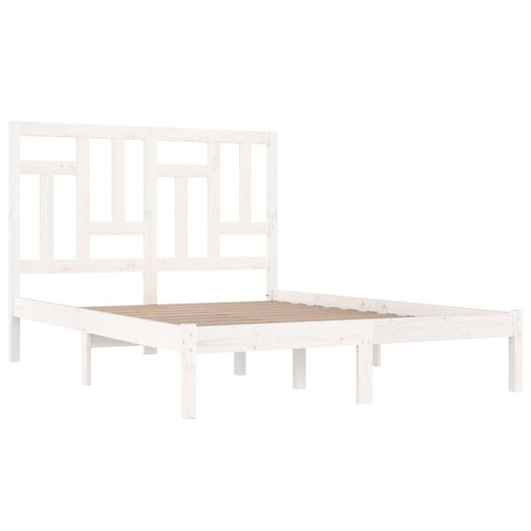 vidaXL Bed Frame without Mattress White 135x190 cm Double Solid Wood Pine