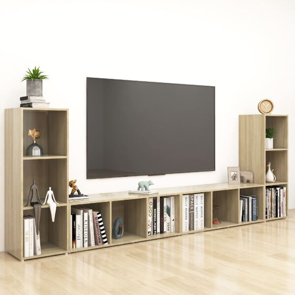 vidaXL TV Cabinets 4 pcs Sonoma Oak 107x35x37 cm Engineered Wood