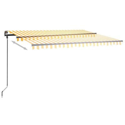 vidaXL Manual Retractable Awning with LED 4.5x3 m Yellow and White