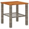 vidaXL Garden Table Grey 40x40x42 cm Poly Rattan Acacia Wood