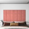 vidaXL Wall Headboard 12 pcs Pink 30 x 30 cm Velvet