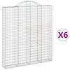 vidaXL Arched Gabion Baskets 6 pcs 200x30x220/240 cm Galvanised Iron