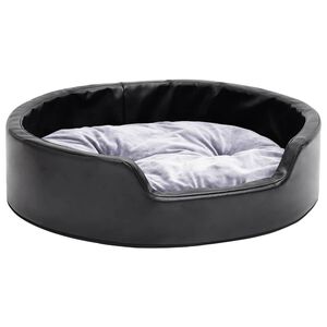 vidaXL Dog Bed Black and Grey 69x59x19 cm Plush and Faux Leather