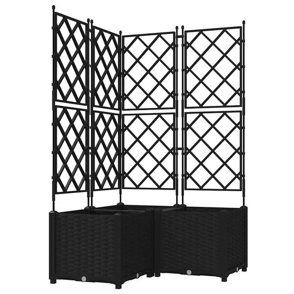 vidaXL Garden Planter 3 pcs Black 80 x 80 x 143 cm Steel
