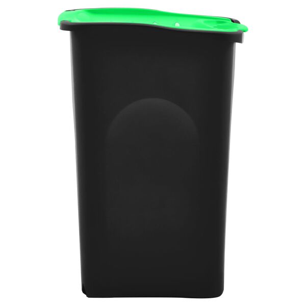 vidaXL Trash Bin with Hinged Lid 50L Black and Green