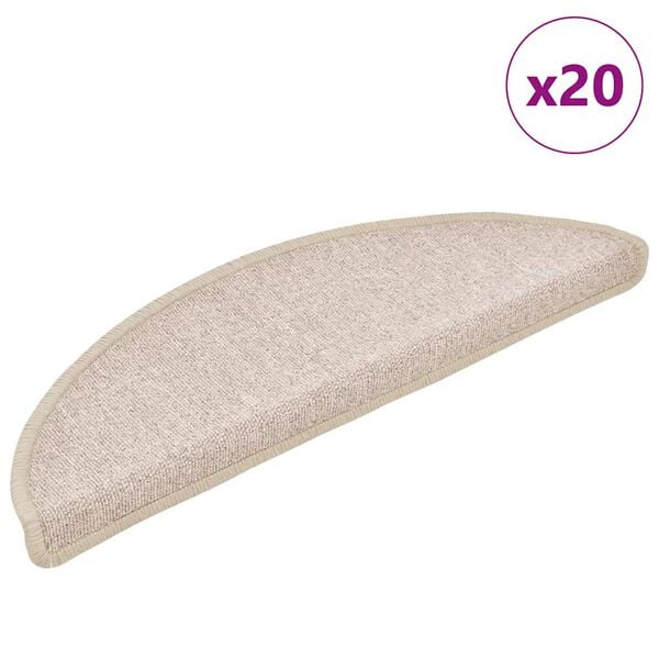 vidaXL Stair Mats 20 pcs 56x17x3 cm Taupe Half Round