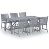 vidaXL 7 Piece Garden Dining Set Grey Solid Acacia Wood