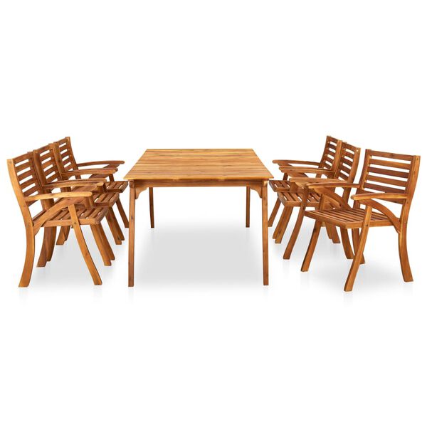 vidaXL 7 Piece Garden Dining Set 201.5x100 cm Solid Acacia Wood