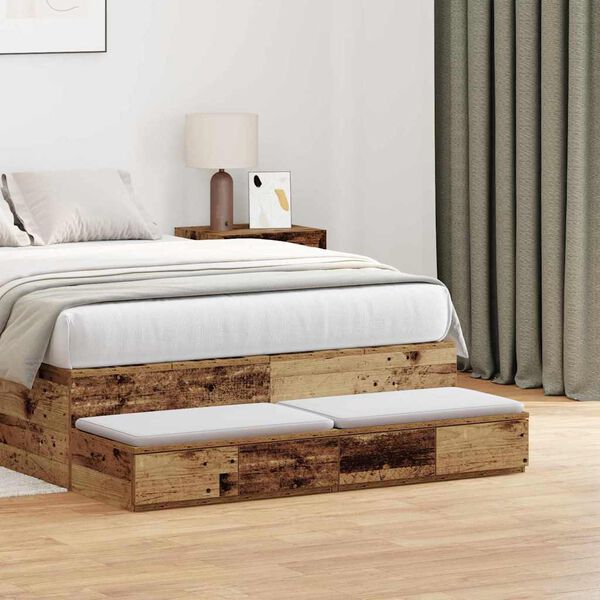 vidaXL Bed Drawers Old Wood 120 x 36.5 x 16.5 cm Engineered Wood
