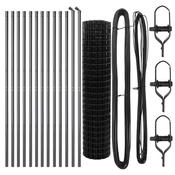 vidaXL Fence with Posts Grey 1 x 25 m Steel