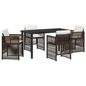 vidaXL Garden Dining Set 5 pcs Brown Powder-Coated Steel