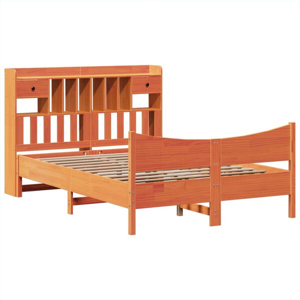 vidaXL Bed Frame without Mattress Wax Brown 150x200 cm King Size Solid Wood Pine
