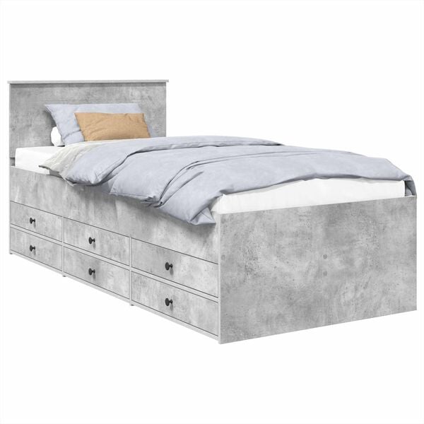 vidaXL Daybed Concrete Grey and Black 100 x 200 cm Engineered Wood