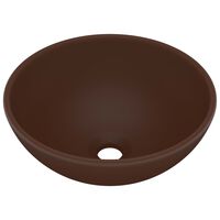 vidaXL Luxury Bathroom Basin Round Matt Dark Brown 32.5x14 cm Ceramic
