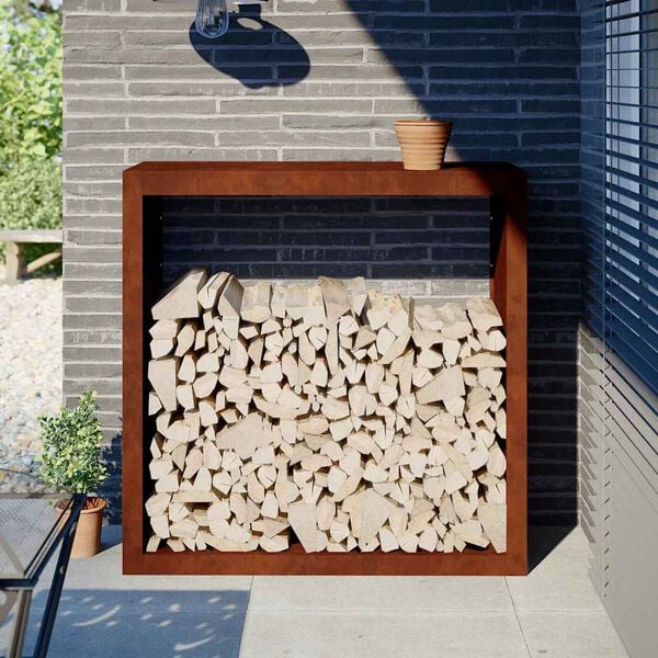 vidaXL Firewood Rack 100x40x100 cm Weathering Steel