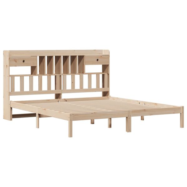vidaXL Bookcase Bed without Mattress 180x200 cm Super King Solid Wood Pine