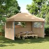 vidaXL Foldable Party Tent Pop-Up with 3 Sidewalls Beige