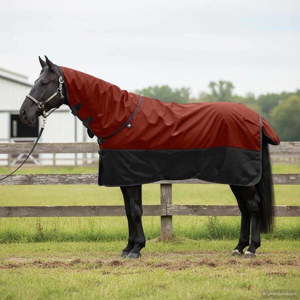 vidaXL Horse Blanket Bordeaux and Black 165 cm Polyester