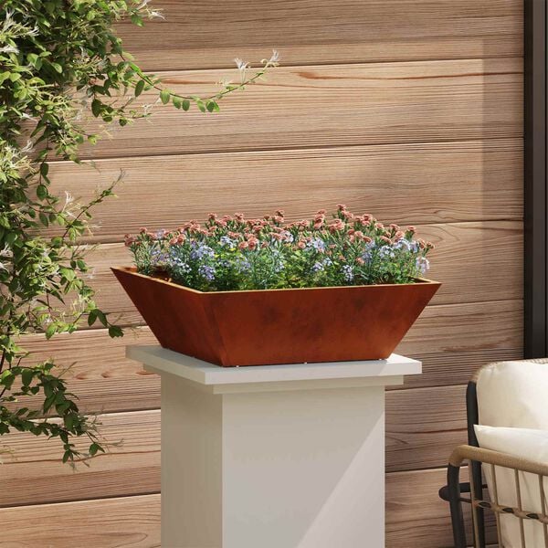 vidaXL Garden Planter Rusty 50 x 50 x 15 cm Weathering Steel