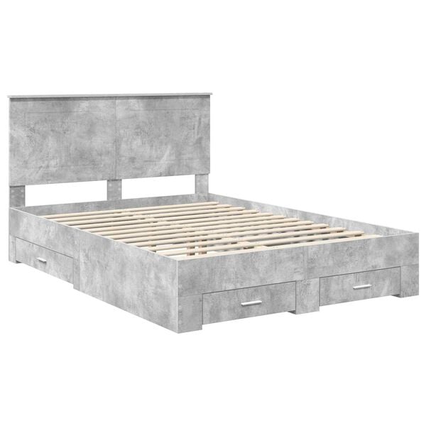 vidaXL Bed Frame Concrete Grey 160 x 200 cm Engineered Wood