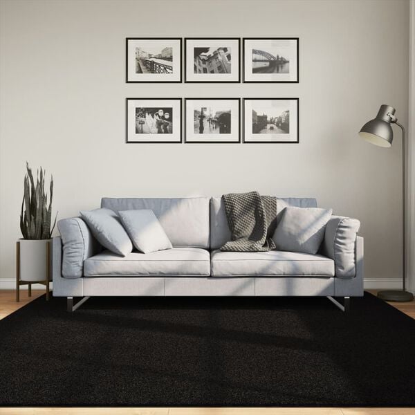 vidaXL Rug HUARTE Short Pile Soft and Washable Black 200x200 cm