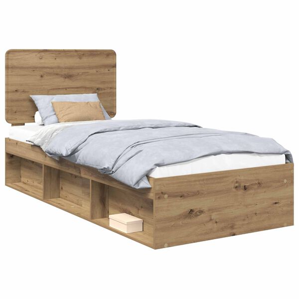 vidaXL Bed Frame Artisian Oak 75 x 190 cm Solid Pine Wood