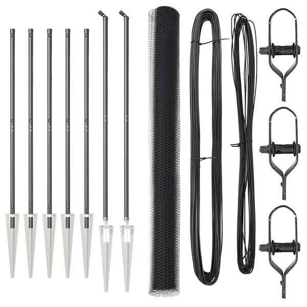 vidaXL Fence Post Grey 10 x 1.5 m (25 mm mesh) Steel and PVC